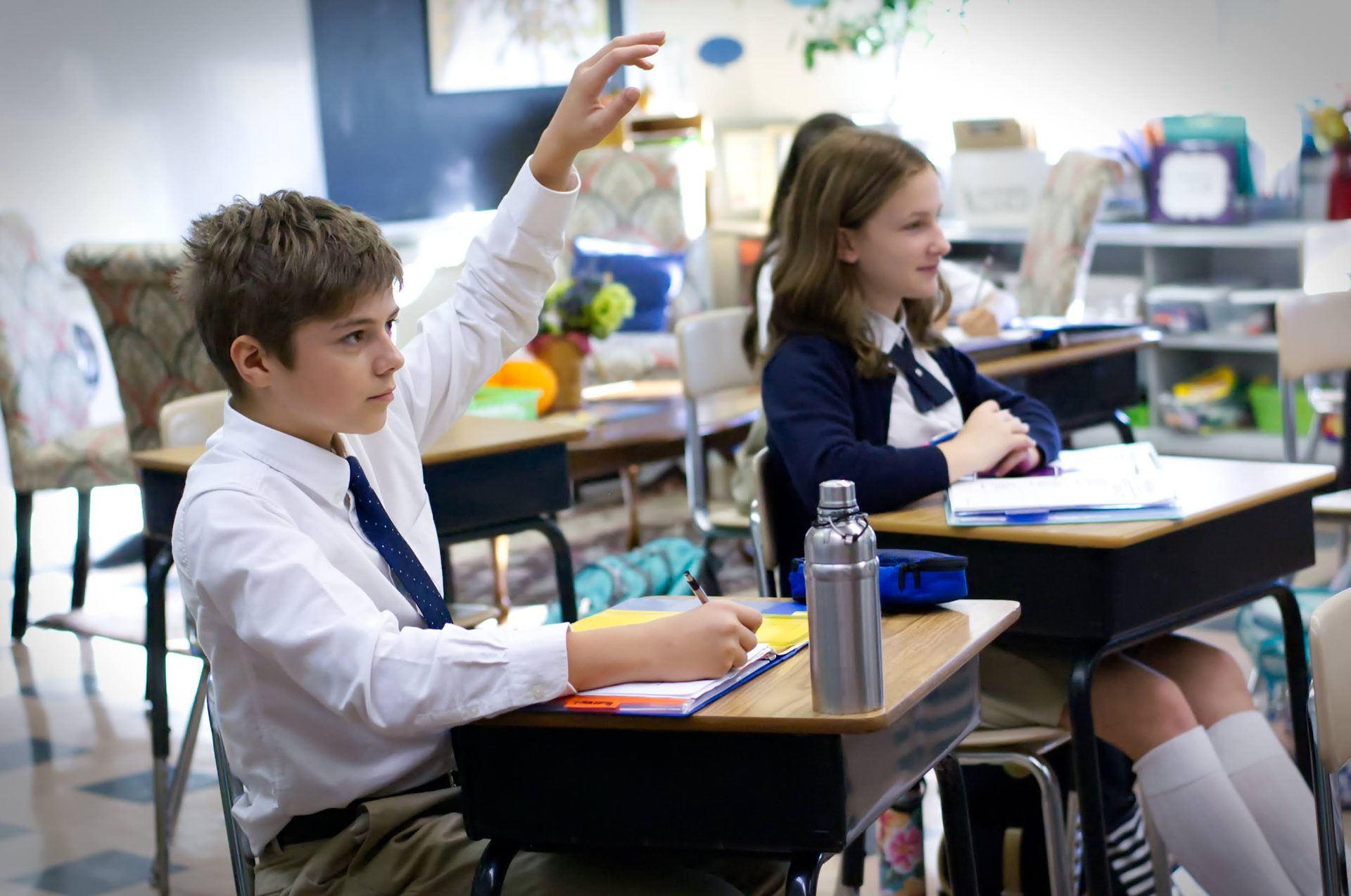 Student raising hand