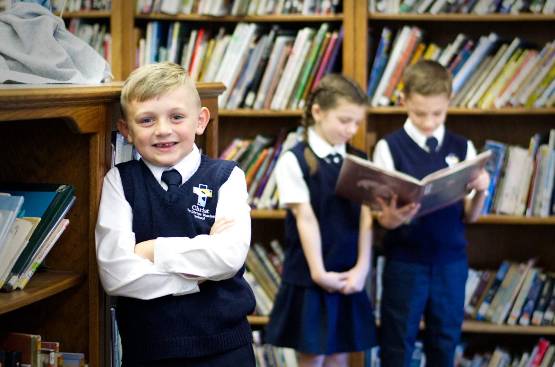 Kids using the library